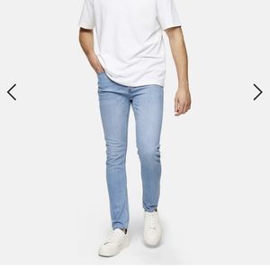 Topman Organic Cotton Skinny Jeans in Light Wash 32/32